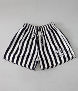 Short de plage à rayures pastel fabriqué au Vietnam pour hommes femmes tissu de coton Oxford respirant avec broderie imprimée Style Streetwear - Product Image 2