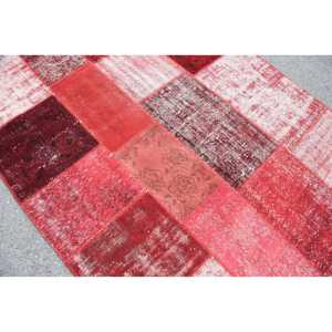 5.6x8 ft Turkish Rug, Vintage Large Rug, <b>Red</b> Camouflage <b>Wool</b> Rug - Product Image 5