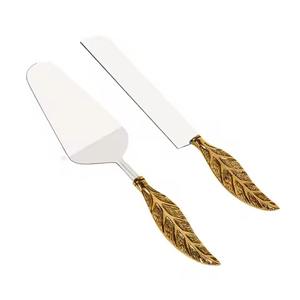 Brass Cake Server Unique Golden Style Handmade Handle Inexpensive Cake <b>Tools</b> Wedding Cake Server Set - Product Image 3