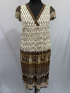 Factory Custom Linen and Cotton Fashionable Cotton Chest Pad <b>Thin</b> MIDI Linen Printed Dress V-neck Summer Women Dress - Product Image 2