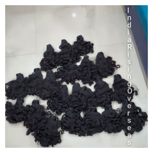100% calidad de exportación máquina rizada natural cruda trama doble extensiones de cabello humano indio sin procesar calidad de doble dibujado - Product Image 1