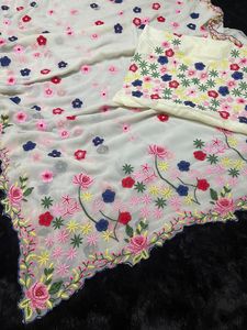 Sari Georgette de seda Kasturi pesado multihilo de fantasía étnica tradicional con borde de corte de trabajo de hilo de Dori y Zari elegante - Product Image 5