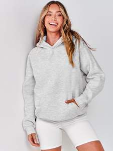 Sudadera con capucha de lana de manga larga informal de punto de invierno para mujer con hombros caídos sudaderas con capucha transpirables de gran tamaño - Product Image 4