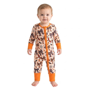 Body de Bebé para Niño con Estampado de Lazo, Cierre de Cremallera, Ribete Naranja, Algodón Suave y Transpirable, Ideal para el Verano - Product Image 4