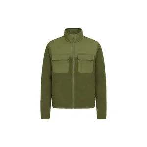 Green Fleece Hybrid <b>Jacket</b> With Quilted & Sherpa Style - Product Image 1