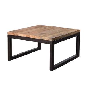 โต๊ะกาแฟรูปไข่พร้อมฐานโลหะรูปทรงเรขาคณิตที่เป็นเอกลักษณ์และท็อปไม้เนื้อแข็งสำหรับเฟอร์นิเจอร์ห้องนั่งเล่น - Product Image 2