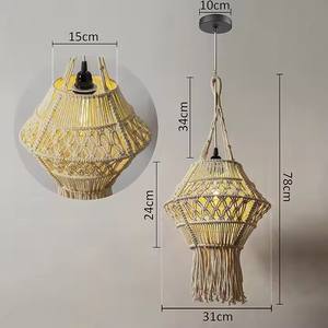 Lámpara moderna hecha a mano de macramé para sala de estar, dormitorio, guardería, comedor, dormitorio, oficina, Bombilla de techo colgante a mano para decoración Diwali - Product Image 2
