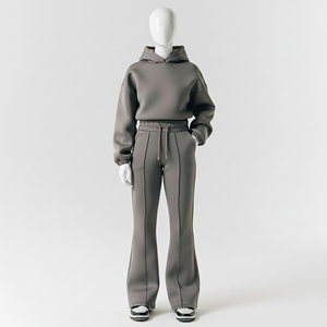 Ensemble de survêtement de qualité supérieure pour l'hiver, 2 pièces, coupe ajustée, sweat-shirt à manches longues, pantalon de jogging à jambes larges pour femmes - Product Image 2