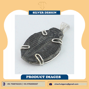 La mejor calidad Natural Tribolite Rough Gemstone Silver Pendant Hecho a mano Prong 925 Solid Sterling Silver Statement Pendant - Product Image 4
