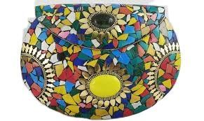 Bolso de noche de mosaico de Metal hecho a mano con patrón de caja de embrague - Product Image 4