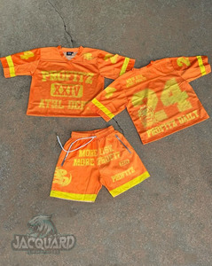 Conjunto de Jersey de Dos Piezas Casual de Verano para Hombre, de Alta Calidad, Transpirable, con Pantalones Cortos, Impresión de Logotipo Personalizado, Nuevo Diseño, Ropa de Calle - Product Image 4