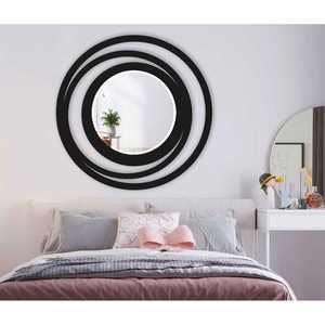 Espejo de pared redondo moderno elegante MARCO DE Metal negro personalizable para boda decoración del hogar Baño sala de estar Uso de tocador - Product Image 1