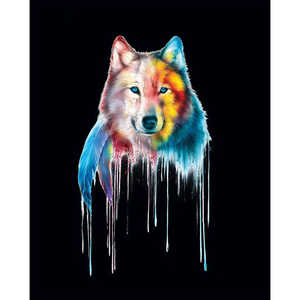 Affiche mystique de loup en aquarelle sur toile pour décoration murale - Product Image 1
