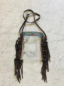 Nuevo bolso transparente con flecos de cuero tallado a mano, bolso elegante, multiusos, Color turquesa para mujer, multiusos - Product Image 3