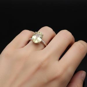 Anillo de Compromiso y Boda de Cuarzo Amarillo Natural con Corte Ovalado, Plata de Ley 925, Símbolo Religioso Cristiano, Regalo Minimalista - Product Image 4