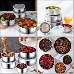 Hot Sale Highly Durable Airtight Leakproof Lid Bowl 5 Pcs Set Stainless Steel Round Food Storage Containers For Kitchen Office - Product Image 5