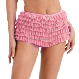 <b>Women's</b> <b>Plus</b> <b>Size</b> Loose Sexy Tiered Ruffle Knickers Mid Waist Pumpkin Lace Clubwear <b>Shorts</b> Sweet Victorian Bloomers Hot <b>Shorts</b> - Product Image 1