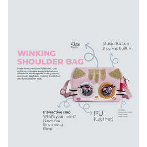 Sac à bandoulière TYKLE Winking Elf, motif chat rose interactif avec yeux qui clignent, mode parlant, lecture de musique, sac à main en peluche - Product Image 2