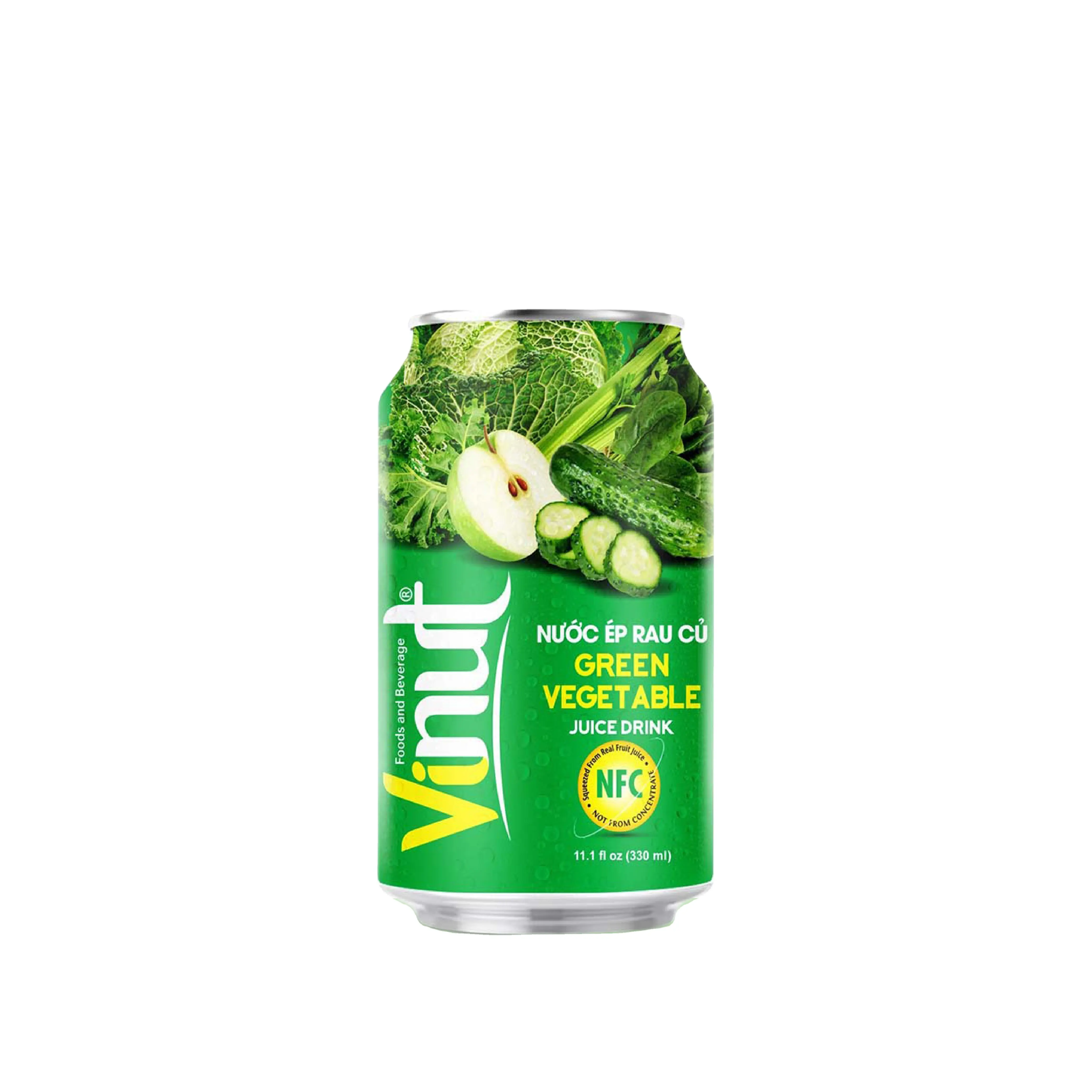 Producto caliente Bebida de jugo Vinut 330ml Jugo de verduras verdes (ingredientes NFC) hecho en una fábrica en Vietnam (OEM, ODM)