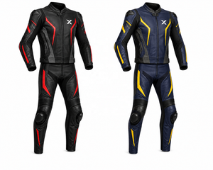 X Racing Two-Piece Leather Motorcycle <b>Suit</b> | Black <b>Red</b> Gray | X Logo | OEM ODM Manufacturer | Premium Design | Racing Wear - Product Image 5