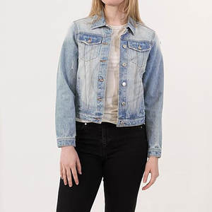 Chaqueta vaquera para uso en exteriores para mujer, chaqueta vaquera de diseño único para mujer, chaqueta vaquera de color sólido para mujer - Product Image 4