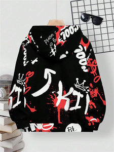 "Sweat à capuche décontracté à manches longues avec motif d'araignée de dessin animé pour l'automne et l'hiver" - Product Image 2