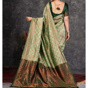 Elegante y Cómodo Saree de Invierno para Mujer, 100% Poliéster/Gasa, Traje Nupcial para Fiestas, Talla Personalizada, Alta Calidad - Product Image 3