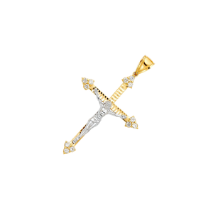 Alta calidad 14K chapado en oro dos tonos CZ Cruz Jesús religioso encanto cristiano circón aleación de cobre colgante para niños - Product Image 2