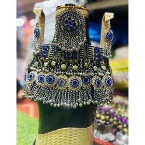 Parures de bijoux afghanes vintage Kuchi de luxe pour femmes, plaquées argent, pierre turquoise, faites à la main, personnalisées, bijoux de haute qualité - Product Image 3