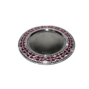 Vaisselle de service pour la maison Assiette de présentation Assiette de présentation en acier inoxydable arrondie décorative en perles de cristal de designer faite à la main - Product Image 5