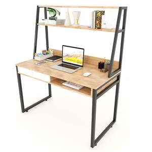 Solid Wood 120x60x145(cm) FD68046 <b>Computer</b>/Laptop <b>Table</b> Simple Design Study Desk with Drawers Bookshelf Made of Rubber Wood - Product Image 2
