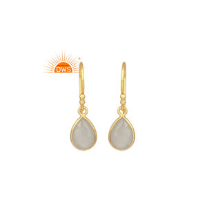 คุณภาพที่ดีที่สุดเงินสเตอร์ลิง18K ชุบทองธรรมชาติสีขาวมูนสโตนอัญมณีห้อยต่างหูดีมีคุณภาพดี - Product Image 1