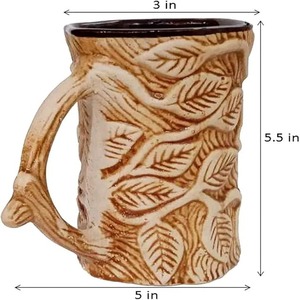 Mug en céramique vintage de grande taille à motif d'arbre antique, écologique pour le café, le thé, la bière ou l'eau avec couleur personnalisable - Product Image 5