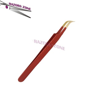 Pince à cils incurvée professionnelle en acier inoxydable de précision de haute qualité or rouge pointu volume parfait cils outil de beauté - Product Image 2