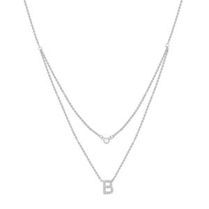 Jeulia Timeless Romance Personalized Sterling <b>Silver</b> <b>Initial</b> Fashion Layered <b>Necklace</b> - Product Image 1