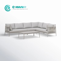 Haute qualité extérieur en aluminium cadre jardin canapé Table basse ensemble gris corde Patio chaise pour cour hôtels parcs pour Villas