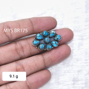 Anillos de Plata de Ley 925 con Turquesa Azul Cobre, Joyería de Plata con Incrustaciones de Piedras Preciosas, Precio al por Mayor - Product Image 1