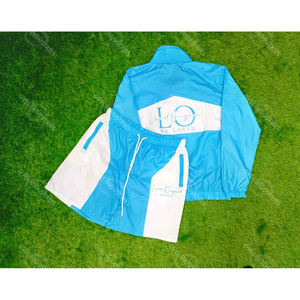 Men's High Street 100% polyester <b>Zip</b>-Up Windbreaker Jacket <b>Shorts</b> Two-Piece Tracksuit Streetwear Windbreaker <b>Shorts</b> Jacket Sets - Product Image 4