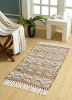 Braided Rectangular Jute Rug Handmade Eco-friendly Non-Slip Modern Solid Color Medium Pile Natural Indian Jute Cotton Runner