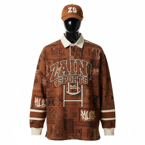 Maillot de rugby premium pour homme, jersey en coton lourd 280 GSM, marron, panneaux coupés et cousus, impression par sublimation, logo personnalisé, évacuation de l'humidité - Product Image 6