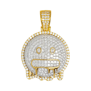 Colgante de diamante cultivado en laboratorio de oro de 14 quilates a la moda encanto de expresión de boca goteante inundado de sangre fría - Product Image 4