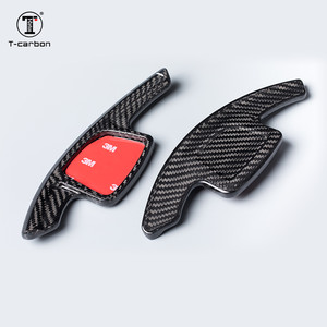 Volant en fibre de carbone avec palettes de changement de vitesse en carbone forgé, type adhésif, compatible avec <span class=keywords><strong>Audi</strong></span> A4 A6 A7 B9 de 2020, palettes de changement de vitesse T-carbon - Product Image 5