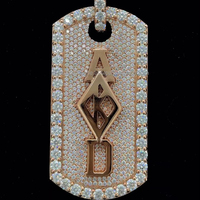 Le plus bas prix d'usine au détail entièrement glacé Hip Hop plaqué or rose bijoux 925 argent Moissanite diamant étiquette pendentif ensemble