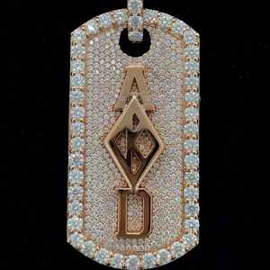 Precio de fábrica más bajo al por menor Totalmente helado Hip Hop Rose Gold Plated Jewelry 925 Silver Moissanite Diamond Tag Pendant Set - Product Image 1