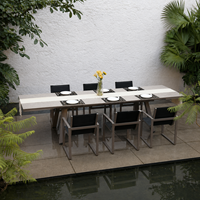 Ensemble de table et chaises de jardin en aluminium luxueux, table extensible, fauteuils, design moderne, durable, léger, pour usage extérieur