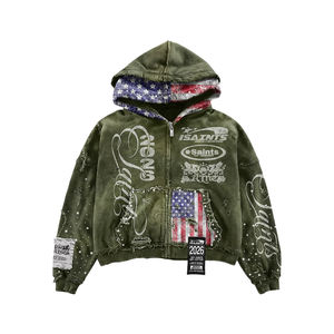 Ensemble survêtement et sweat-shirt surdimensionné personnalisé, lourd, délavé à l'acide, avec impression sérigraphique, broderie, strass et effet usé - Product Image 4