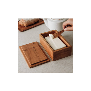 Caja de mantequilla de madera contenedor guardián mantequilla plato utensilios de cocina superventas madera mantequilla plato caja de almacenamiento organizador - Product Image 3