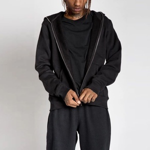 Breathable Wholesale Heavy GSM Fleece 100% Cotton Oversized Solid Winter Men's Full Face Zip Hoody with Embroidery Option - Product Image 2