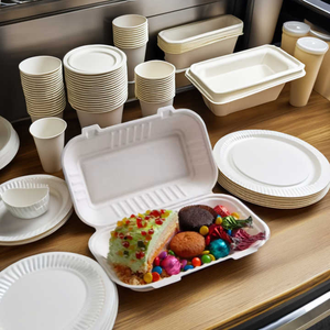 Premium Compostable Bagasse <b>Lunch</b> <b>Box</b> with Lid for Wedding Catering & Hotel Use <b>Disposable</b> <b>Lunch</b> <b>Box</b> - Product Image 1