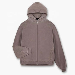 เสื้อฮู้ดซักกรดของผู้ชายขายดี400gsm ผ้าฝ้าย100% ใหญ่โอเวอร์ไซส์ซิปไซส์ XS พิมพ์ลายได้ตามต้องการ - Product Image 3